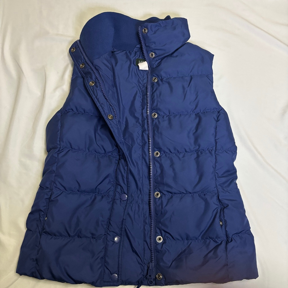 J.Crew Down Puffer Vest XS Navy Full Zip Quilted 80% Feather Down Fill - Picture 12 of 12
